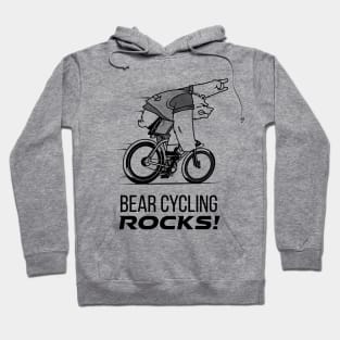 Bear Cycling Rocks with rocking finger sign riding bicycle very fast Hoodie